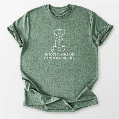 Clean Dog Chakras Tee Heather Military Green T-Shirt