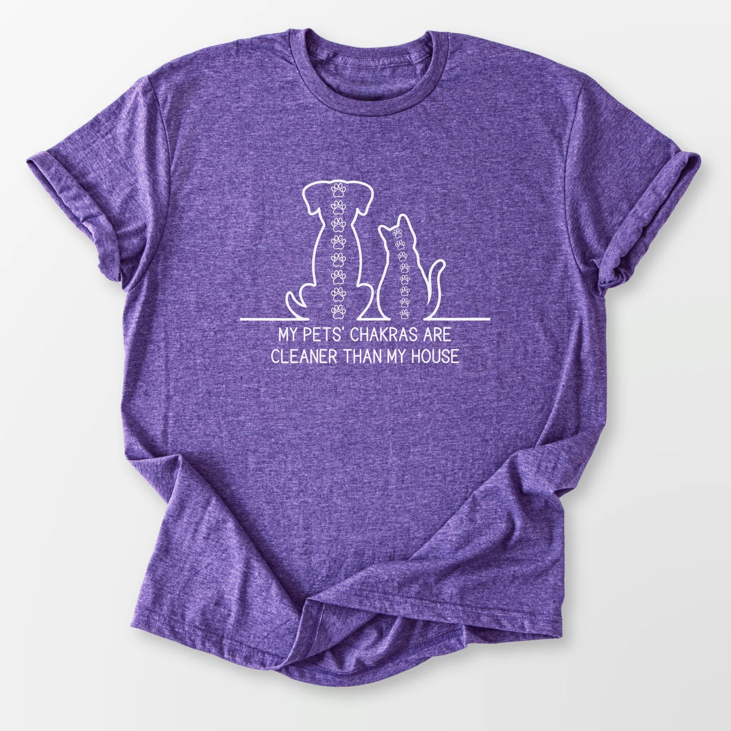 Clean Pet Chakras Tee Heather Purple T-Shirt