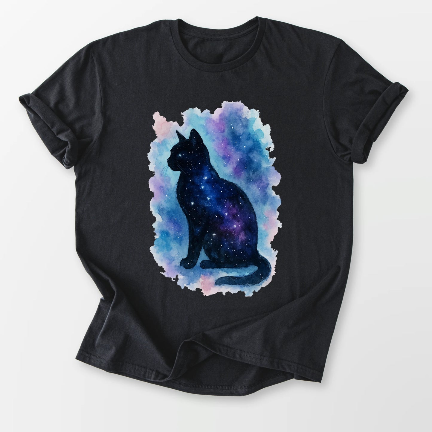 Cosmic Cat Aura Tee Black T-Shirt