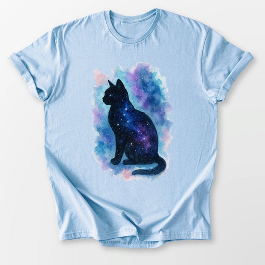 Cosmic Cat Aura Tee Light Blue T-Shirt