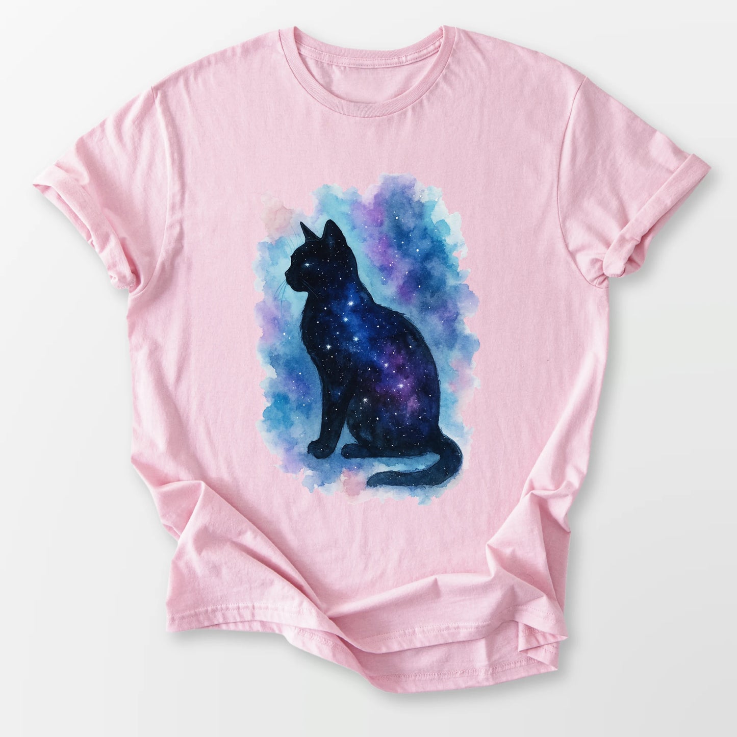 Cosmic Cat Aura Tee Light Pink T-Shirt