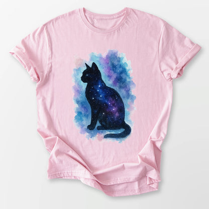 Cosmic Cat Aura Tee Light Pink T-Shirt