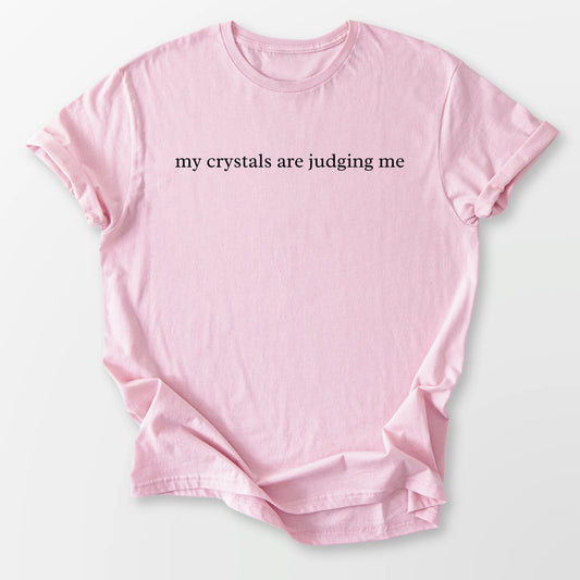 Crystals Judging Me Tee Light Pink T-Shirt