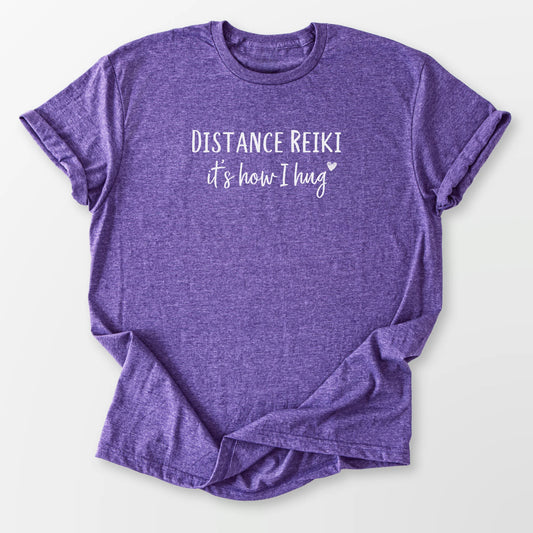 Distance Reiki Hug Tee Heather Purple T-Shirt