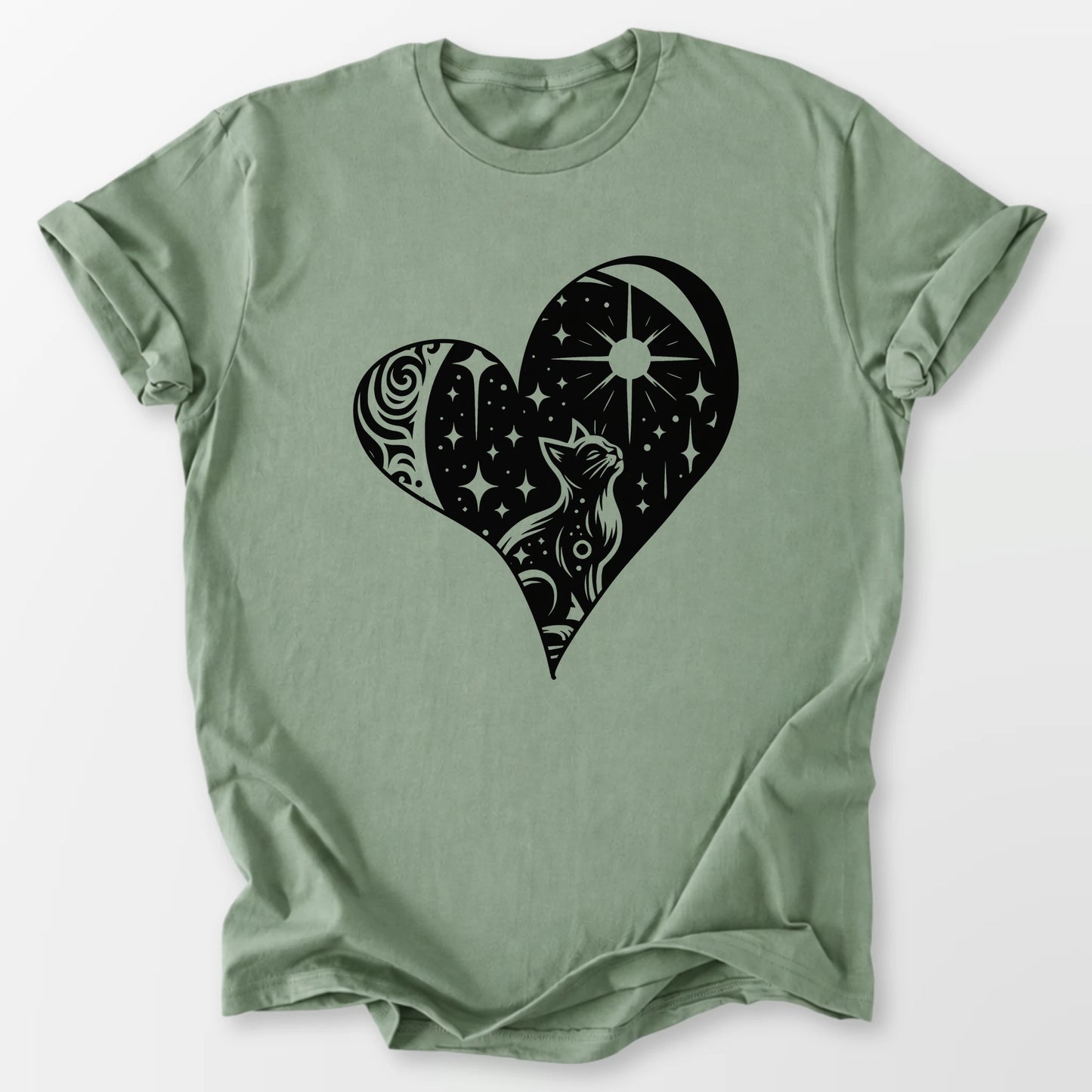 Feline Celestial Heart Tee Sage T-Shirt