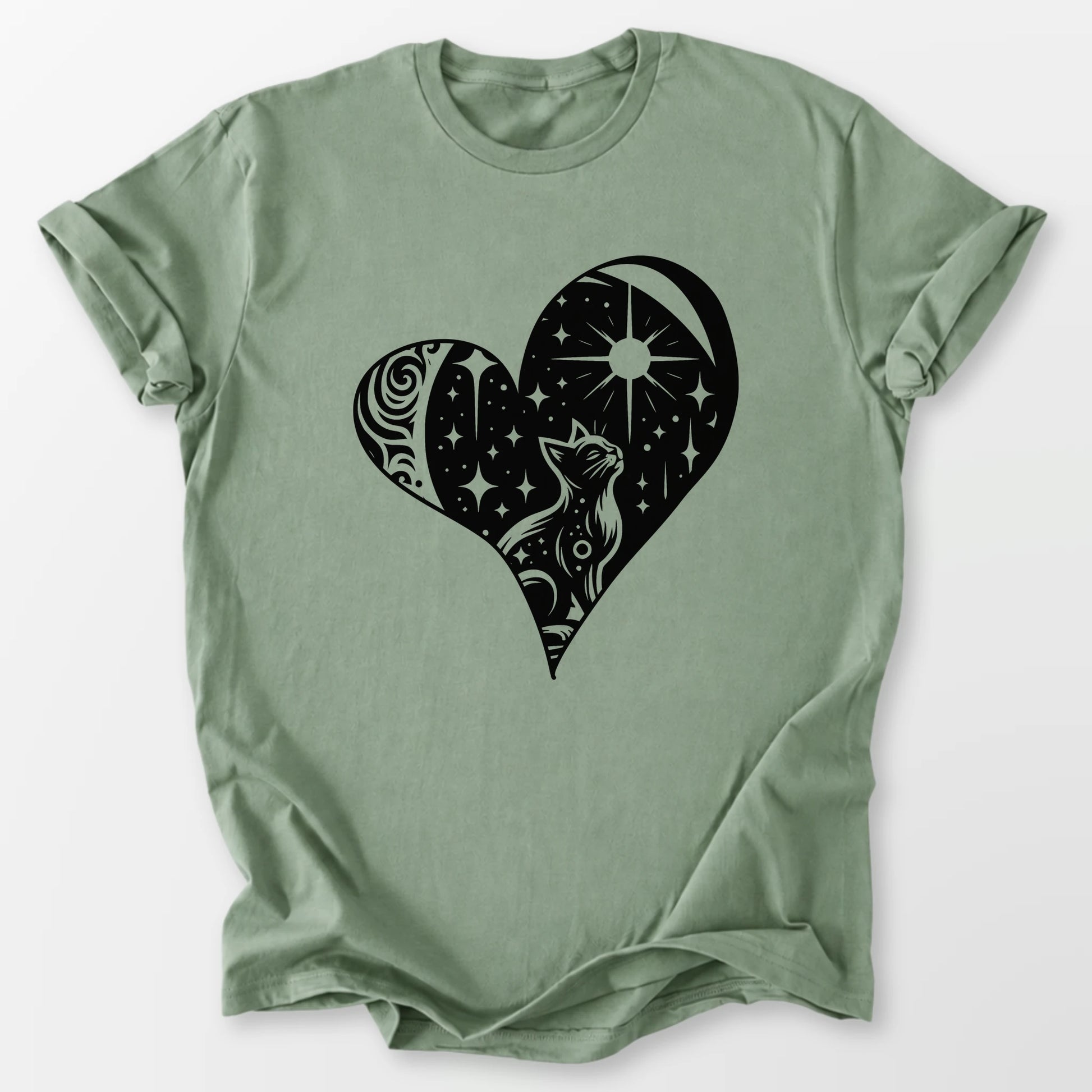 Feline Celestial Heart Tee Sage T-Shirt