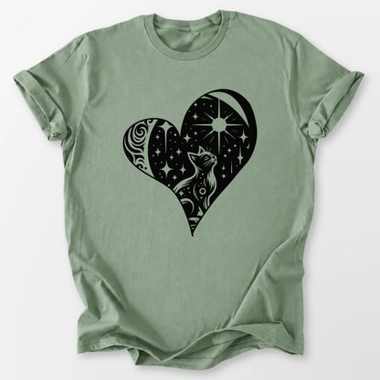 Feline Celestial Heart Tee Sage T-Shirt