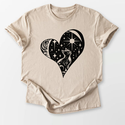 Feline Celestial Heart Tee Sand T-Shirt