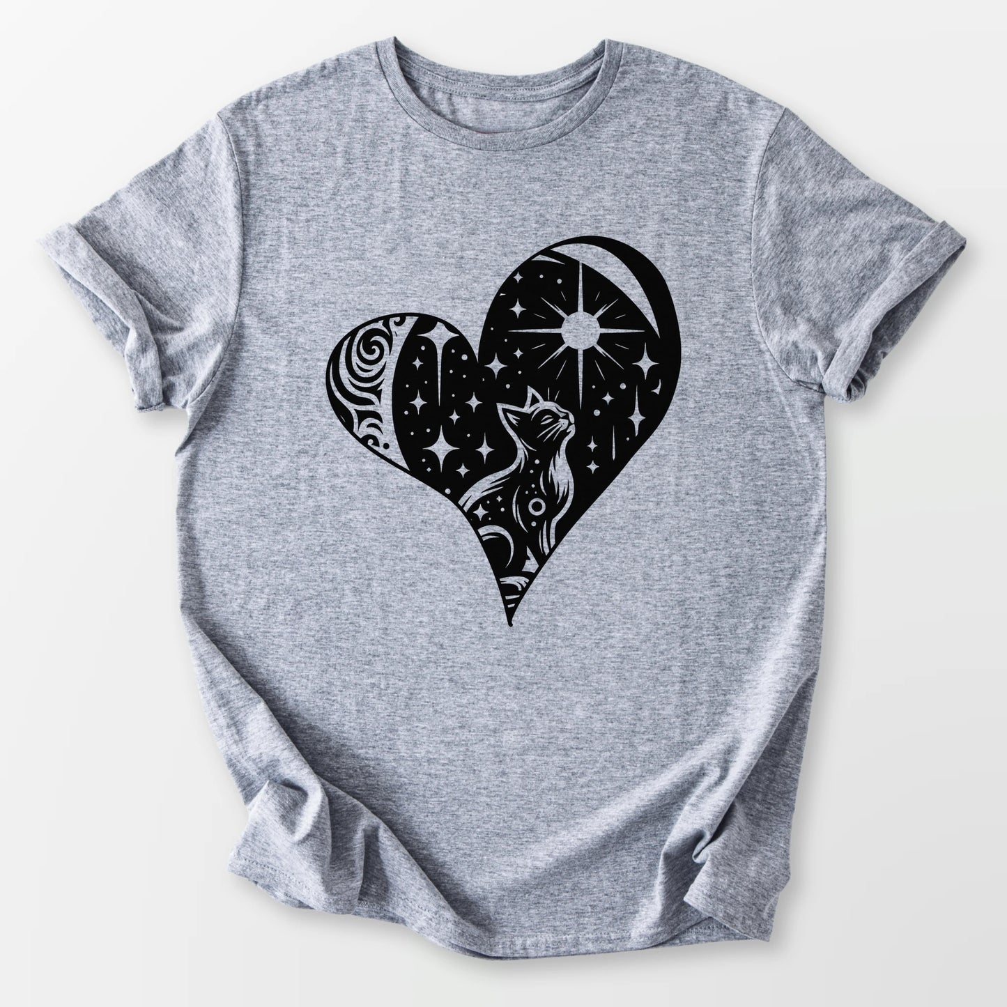 Feline Celestial Heart Tee Sport Grey T-Shirt