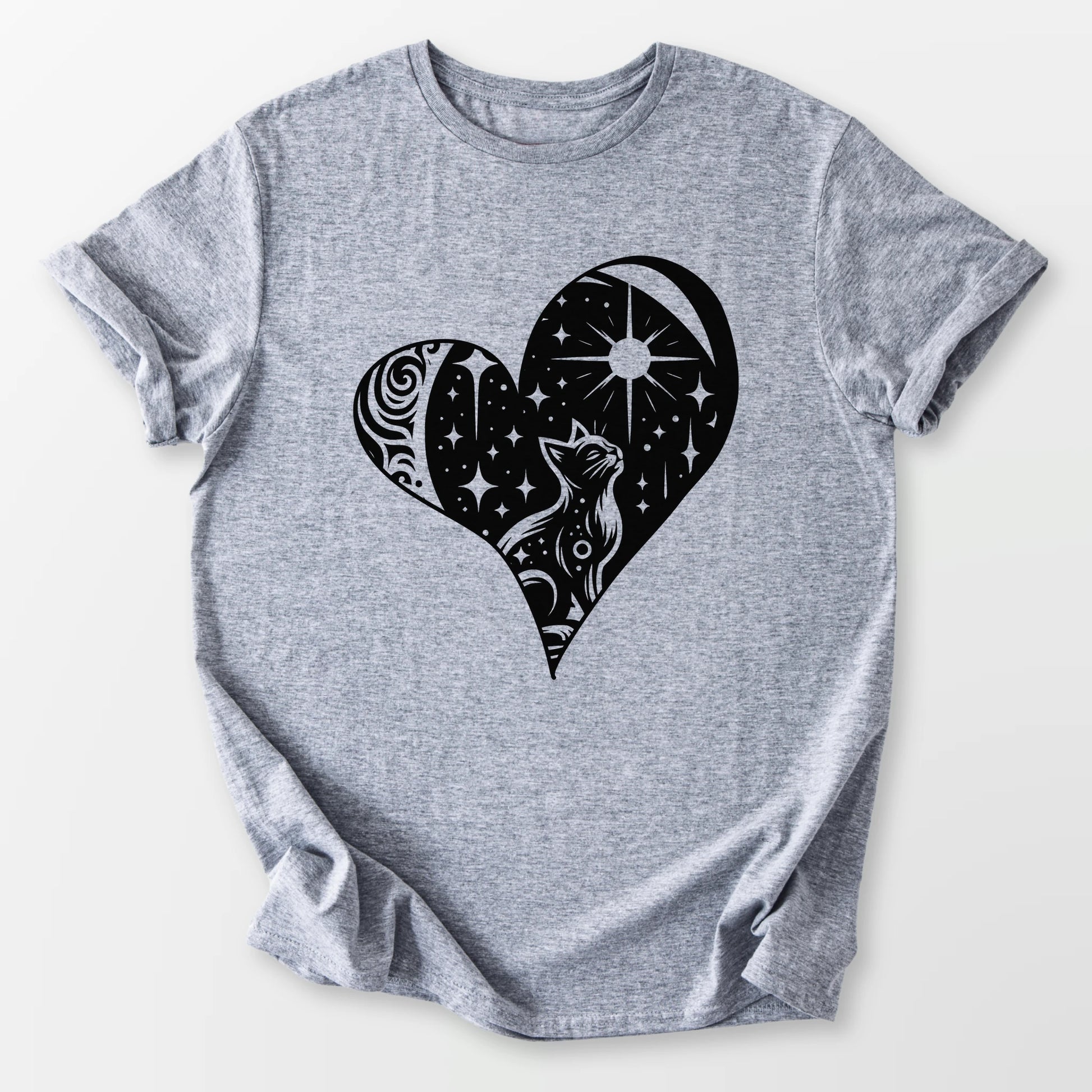 Feline Celestial Heart Tee Sport Grey T-Shirt