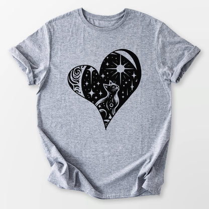 Feline Celestial Heart Tee Sport Grey T-Shirt