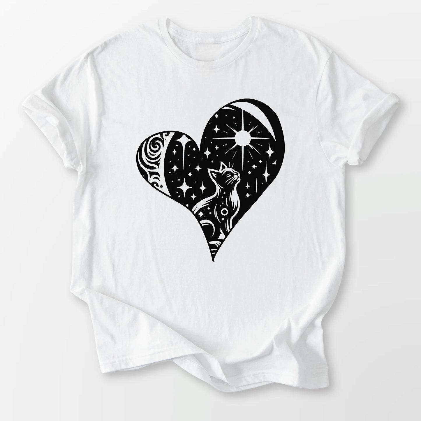 Feline Celestial Heart Tee White T-Shirt