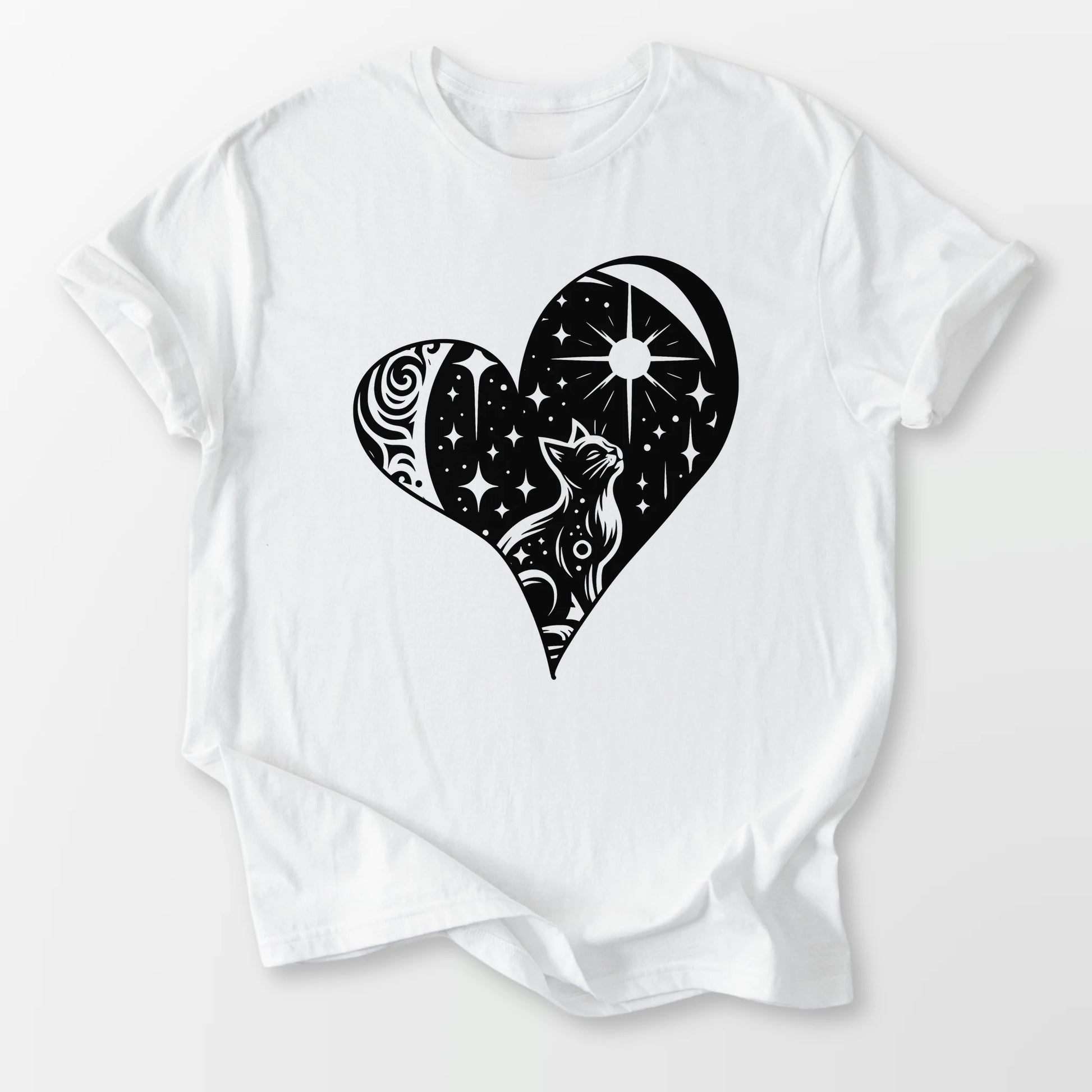 Feline Celestial Heart Tee White T-Shirt