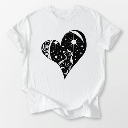 Feline Celestial Heart Tee White T-Shirt