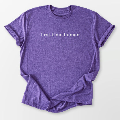 First Time Human Tee Heather Purple T-Shirt