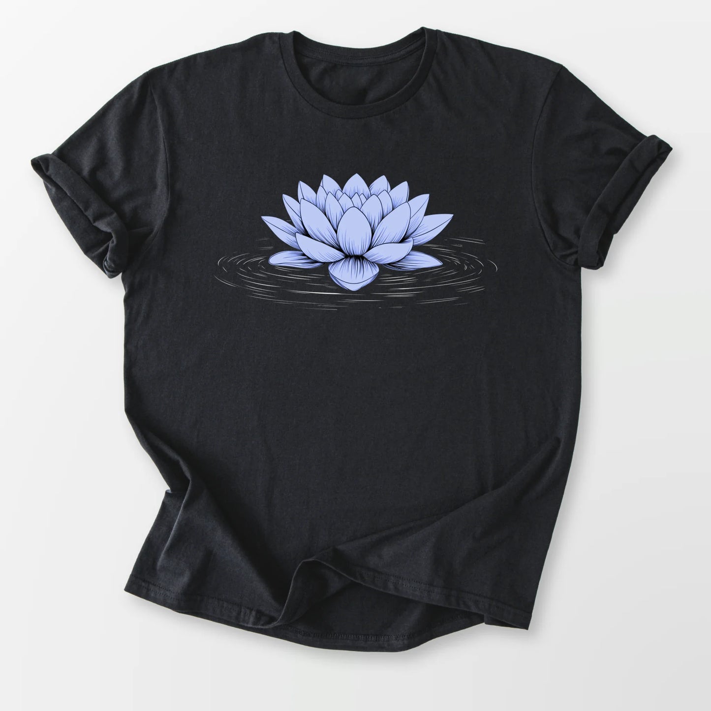 Floating Blue Lotus Tee Black T-Shirt