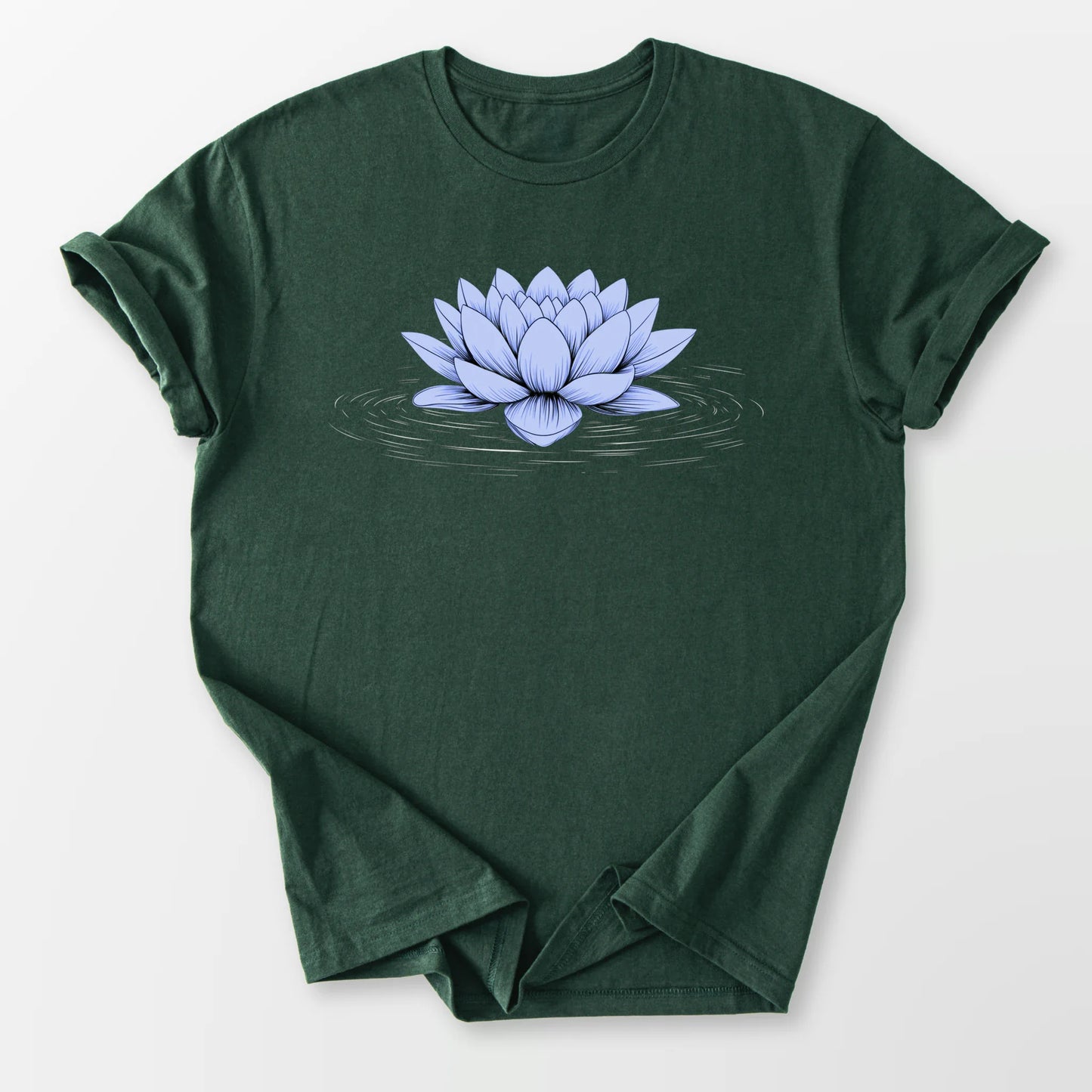Floating Blue Lotus Tee Forest Green T-Shirt