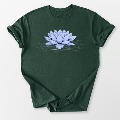 Floating Blue Lotus Tee Forest Green T-Shirt