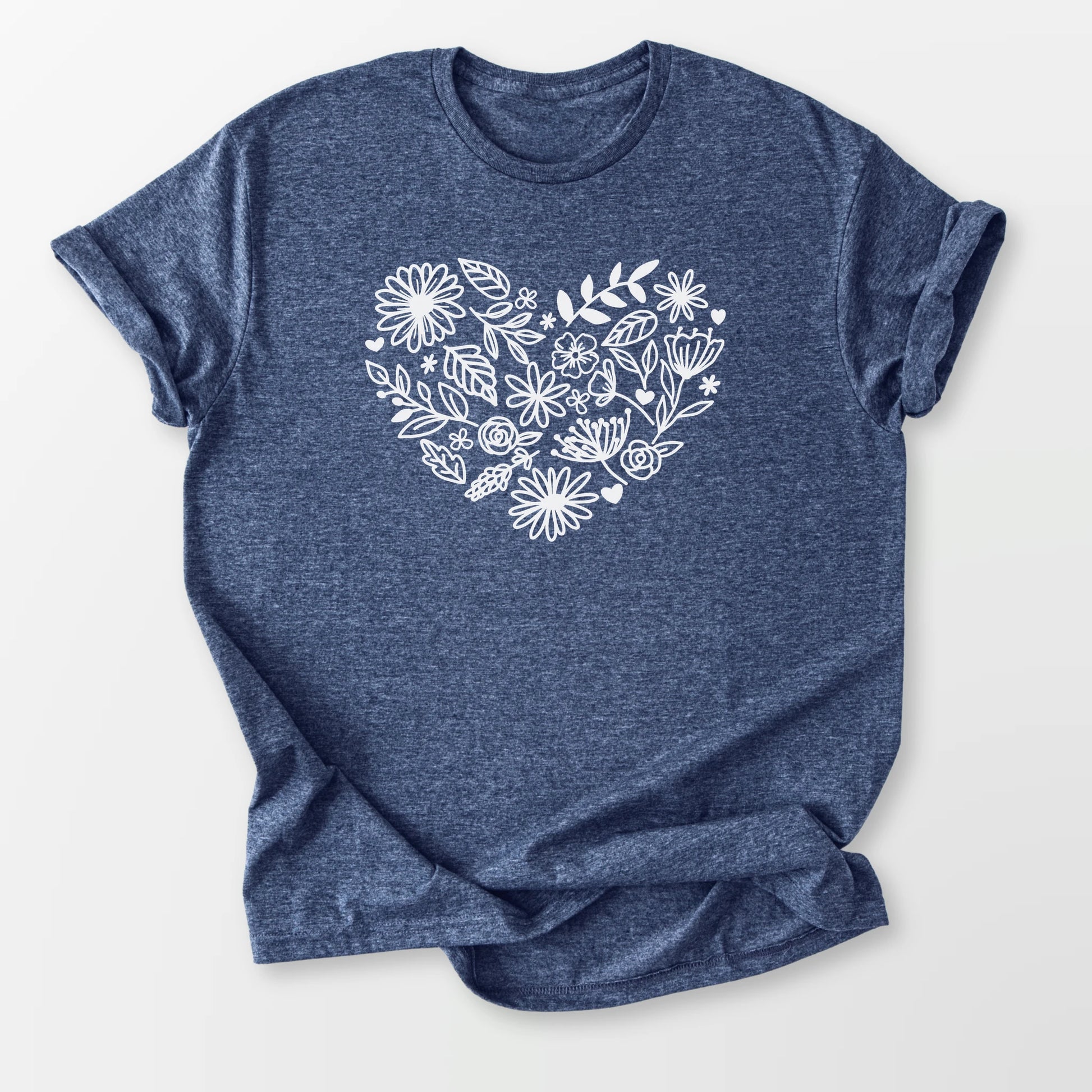 Floral Heart Tee Heather Navy T-Shirt