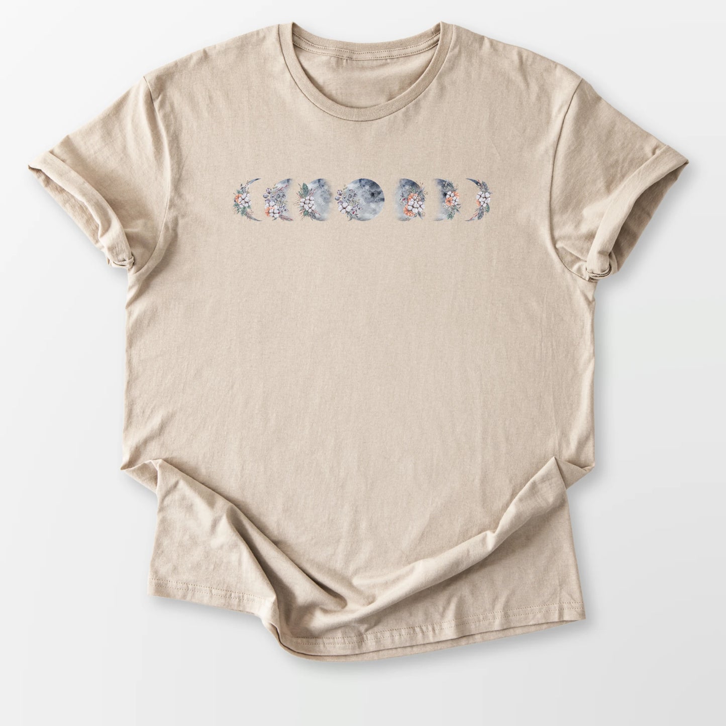 Floral Moon Phases Tee Sand T-Shirt