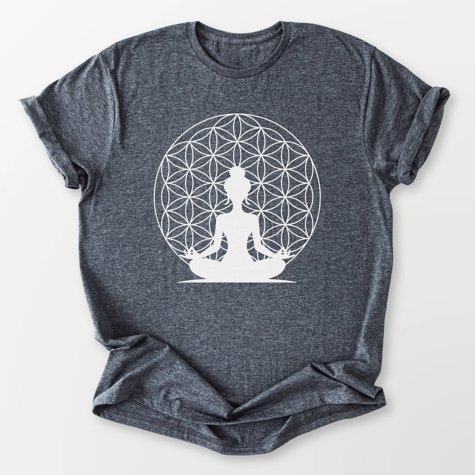 Flower of Life Sukhasana Tee Dark Heather Grey T-Shirt