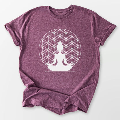 Flower of Life Sukhasana Tee Heather Maroon T-Shirt