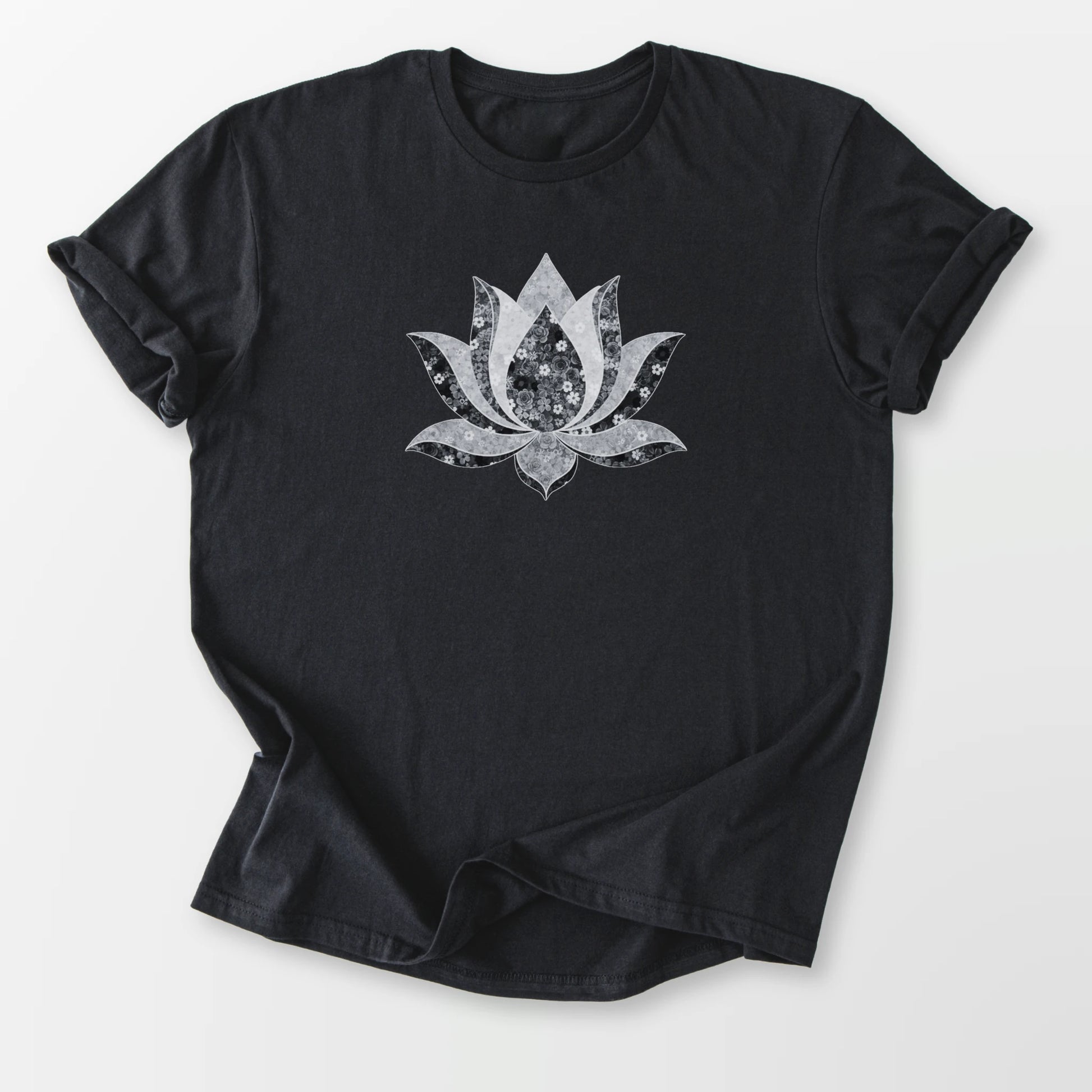 Flowering Lotus Tee Black T-Shirt