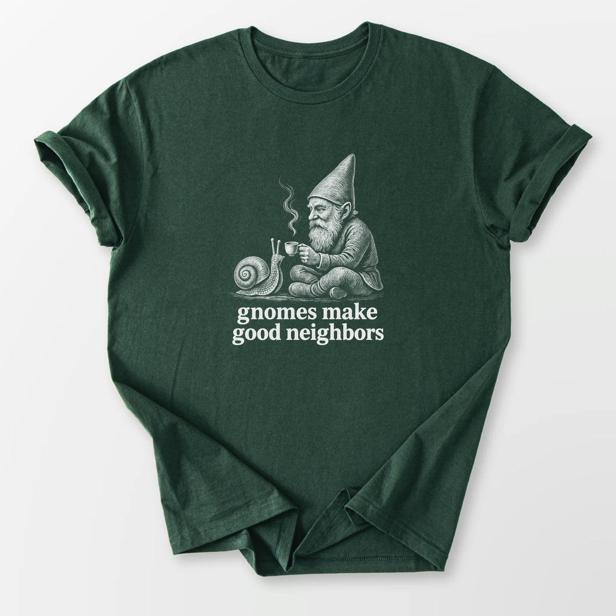 Gnome Neighbors Tee Forest Green T-Shirt