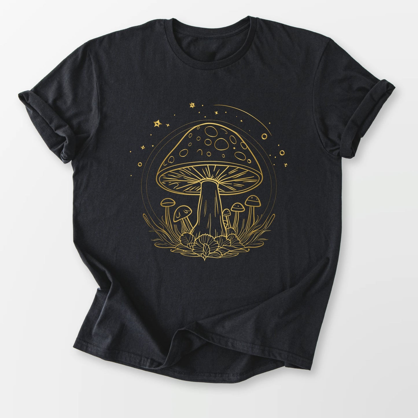 Golden Mushroom Sky Tee Black T-Shirt