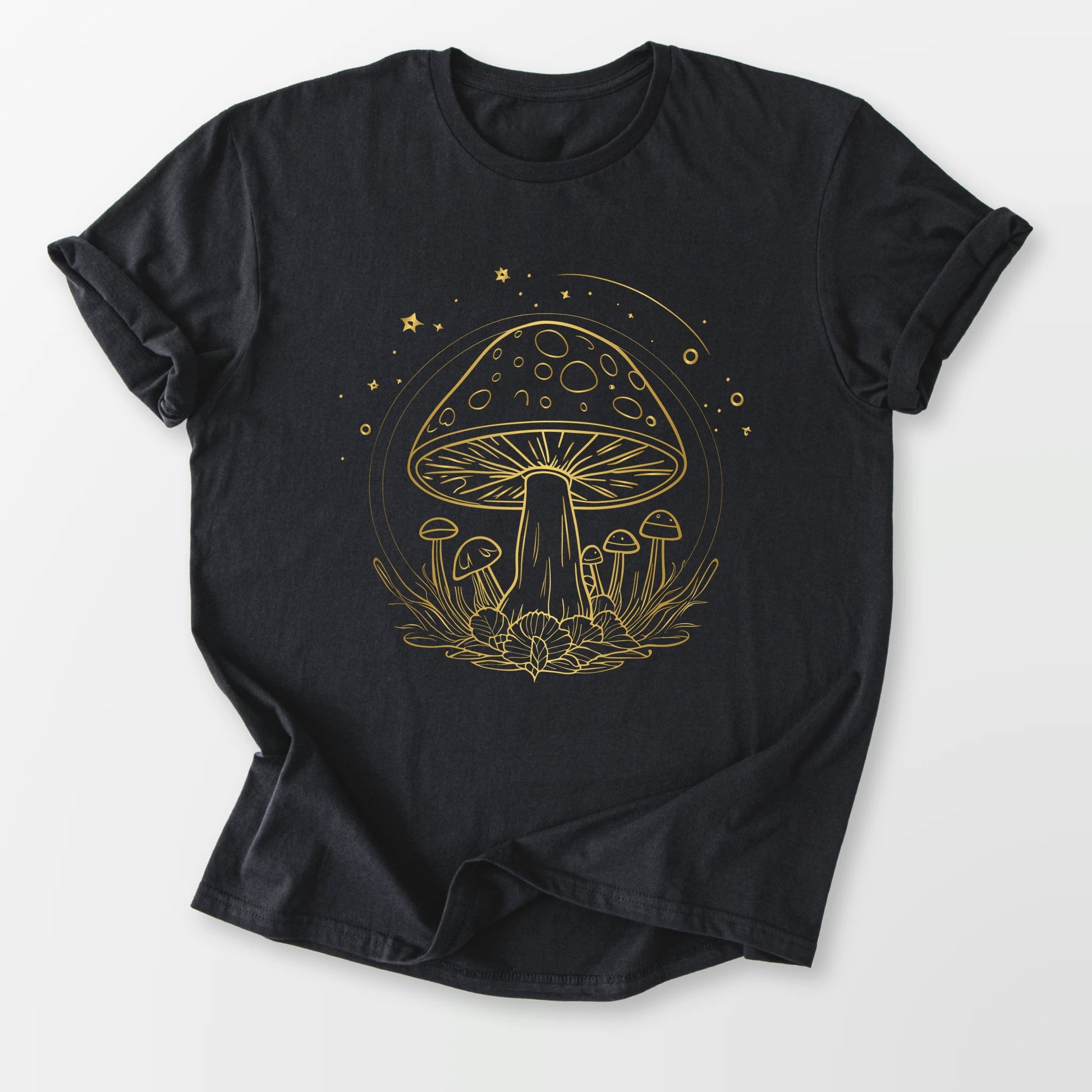 Golden Mushroom Sky Tee Black T-Shirt
