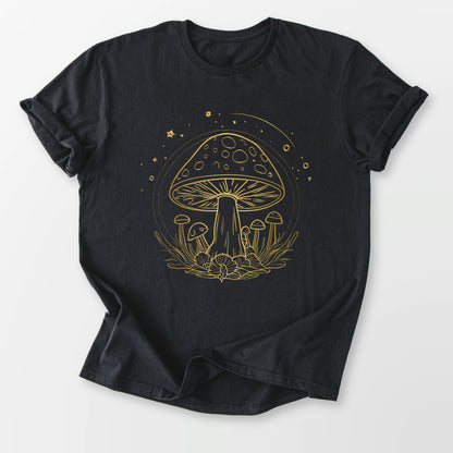 Golden Mushroom Sky Tee Black T-Shirt