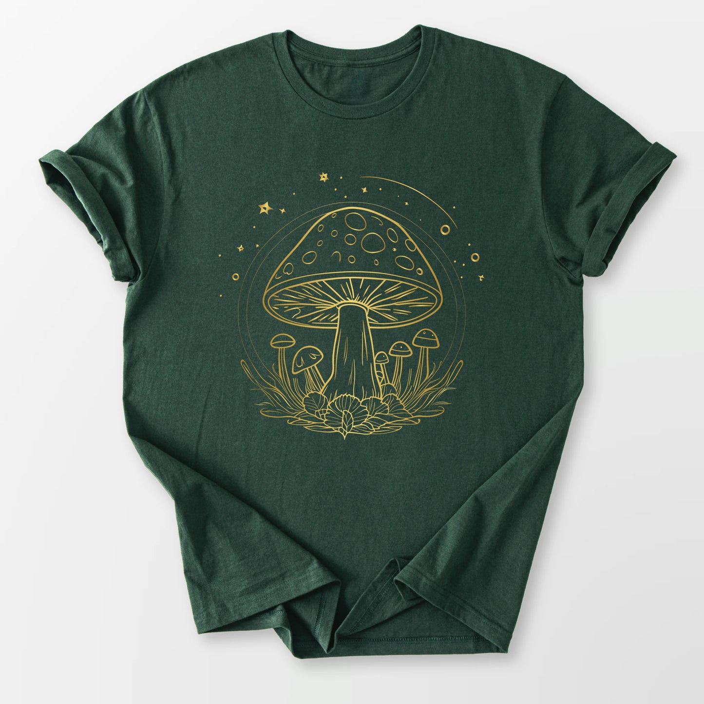 Golden Mushroom Sky Tee Forest Green T-Shirt