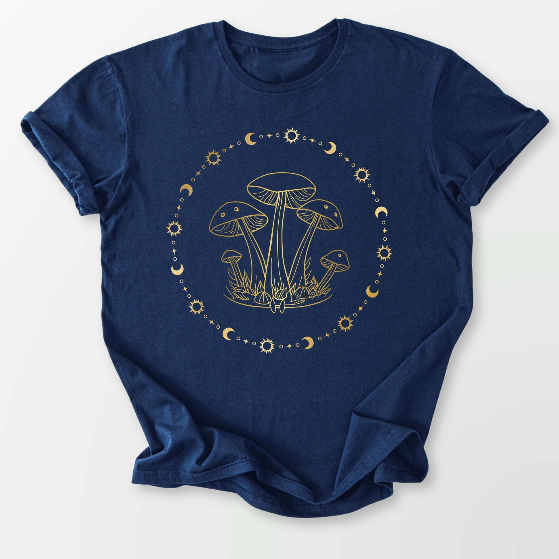 Golden Mushrooms and Moons Tee Navy T-Shirt