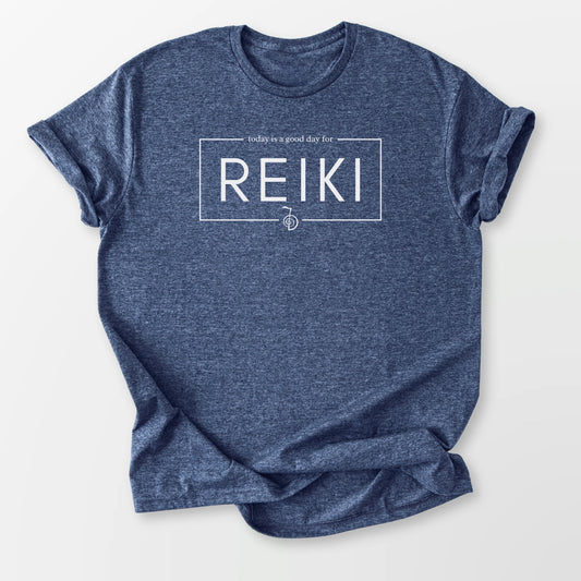 Good Day for Reiki Tee Heather Navy T-Shirt