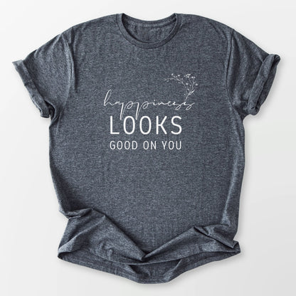 Happiness Looks Good Tee Dark Heather Grey T-Shirt