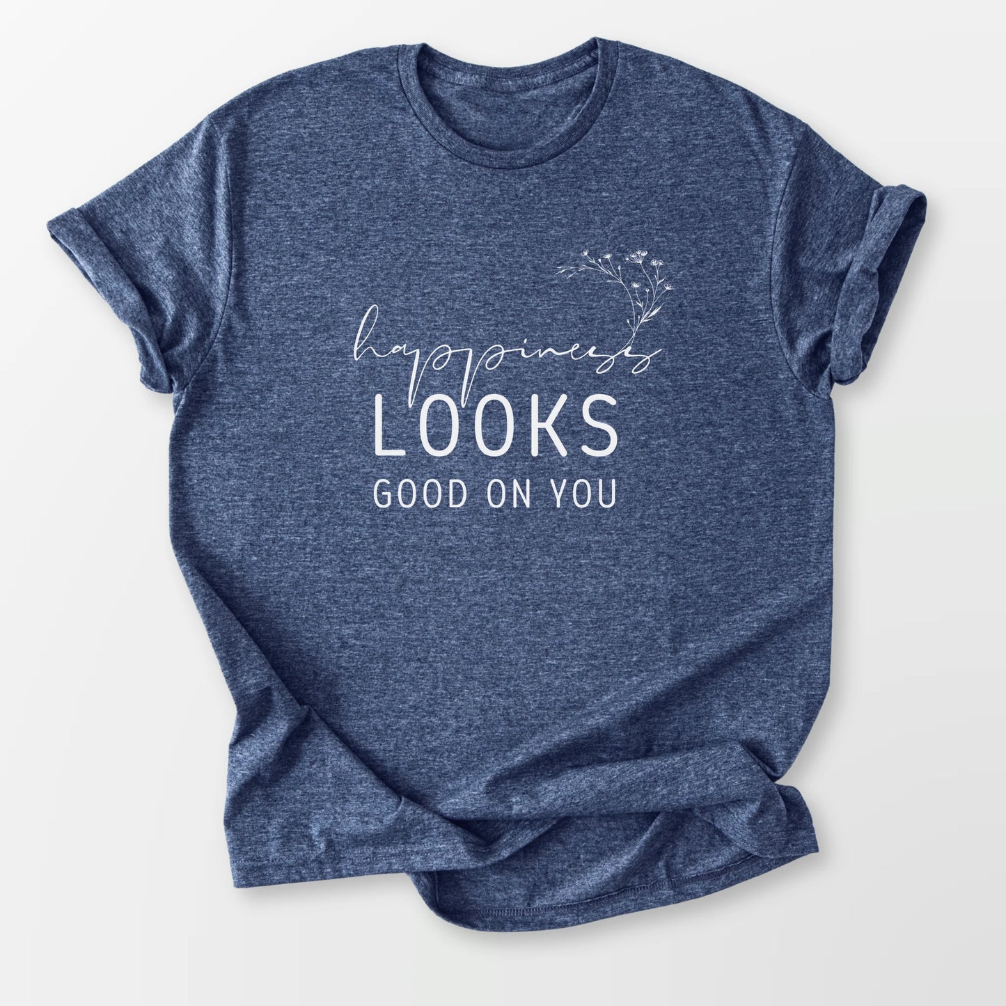 Happiness Looks Good Tee Heather Navy T-Shirt