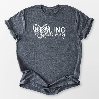 Healing Feels Messy Tee Dark Heather Grey T-Shirt