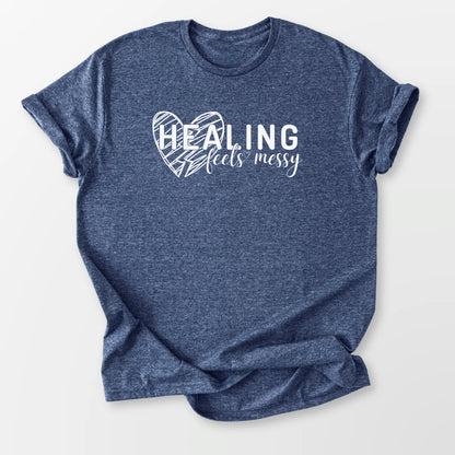 Healing Feels Messy Tee Heather Navy T-Shirt