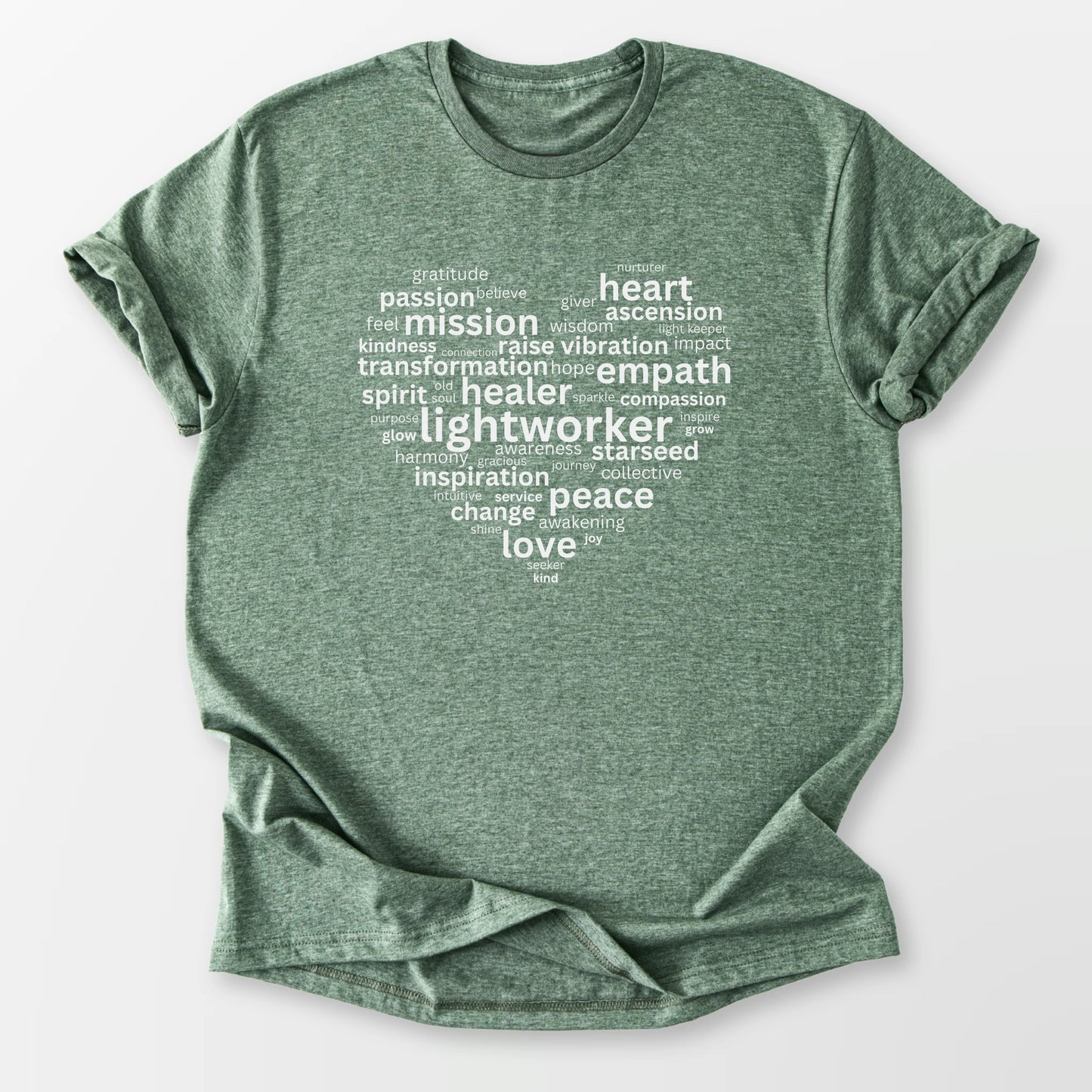 Heart of a Lightworker Tee Heather Military Green T-Shirt