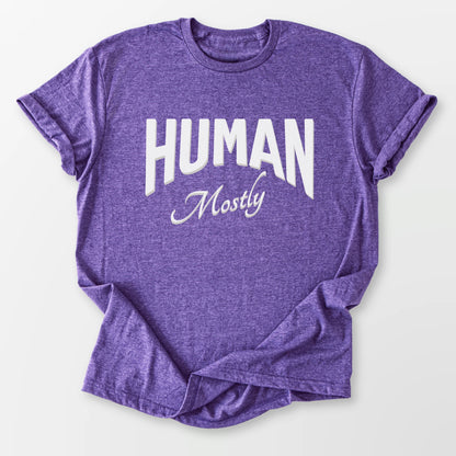 Human, Mostly Tee Heather Purple T-Shirt