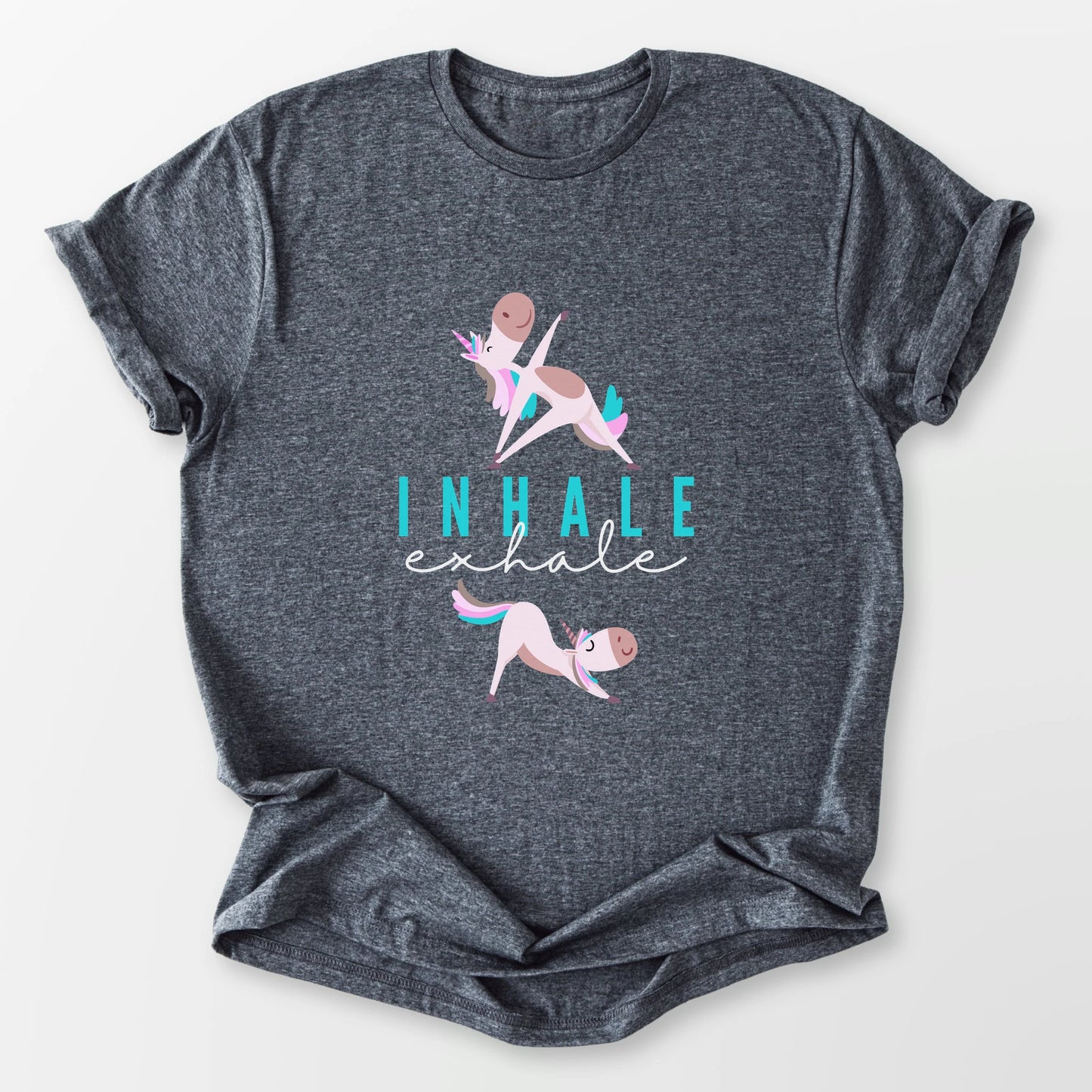 Inhale Exhale Unicorn Yogi Tee Dark Heather Grey T-Shirt