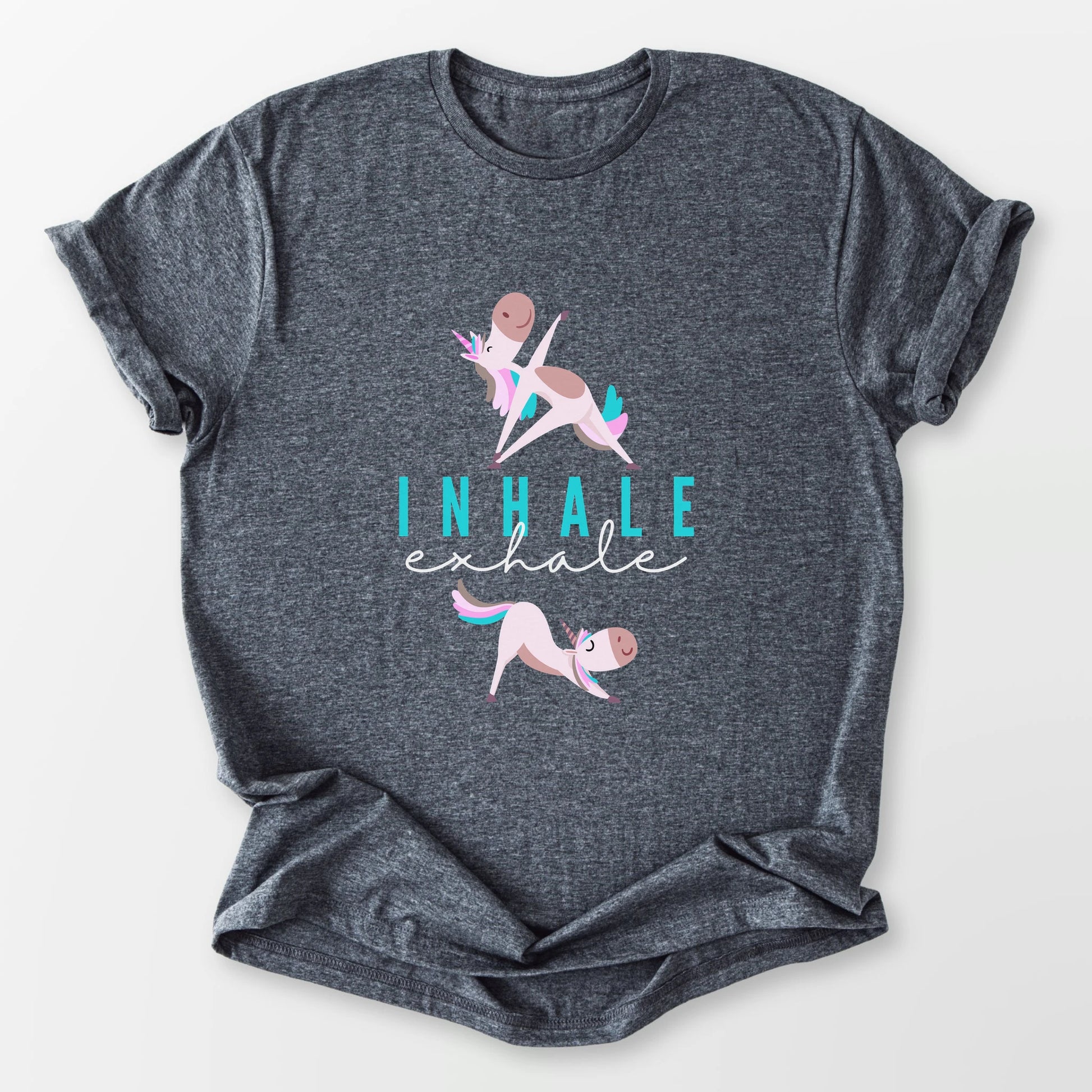 Inhale Exhale Unicorn Yogi Tee Dark Heather Grey T-Shirt