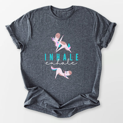 Inhale Exhale Unicorn Yogi Tee Dark Heather Grey T-Shirt