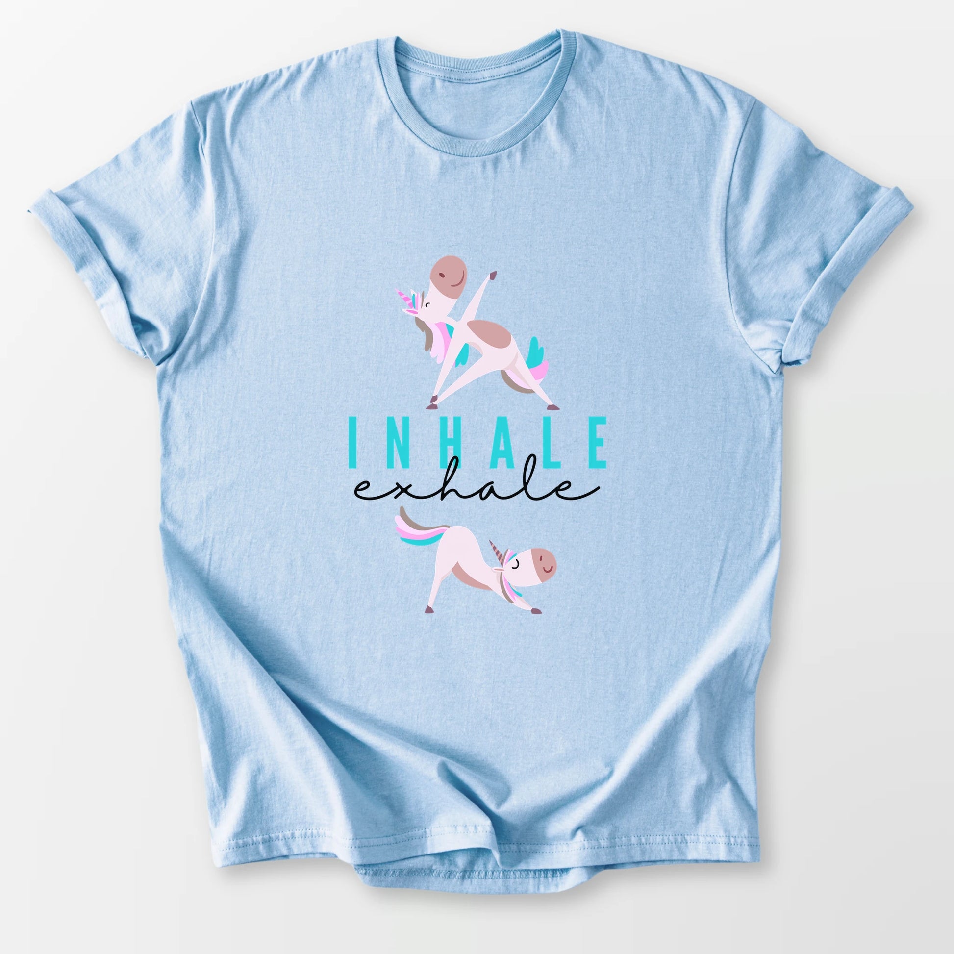Inhale Exhale Unicorn Yogi Tee Light Blue T-Shirt