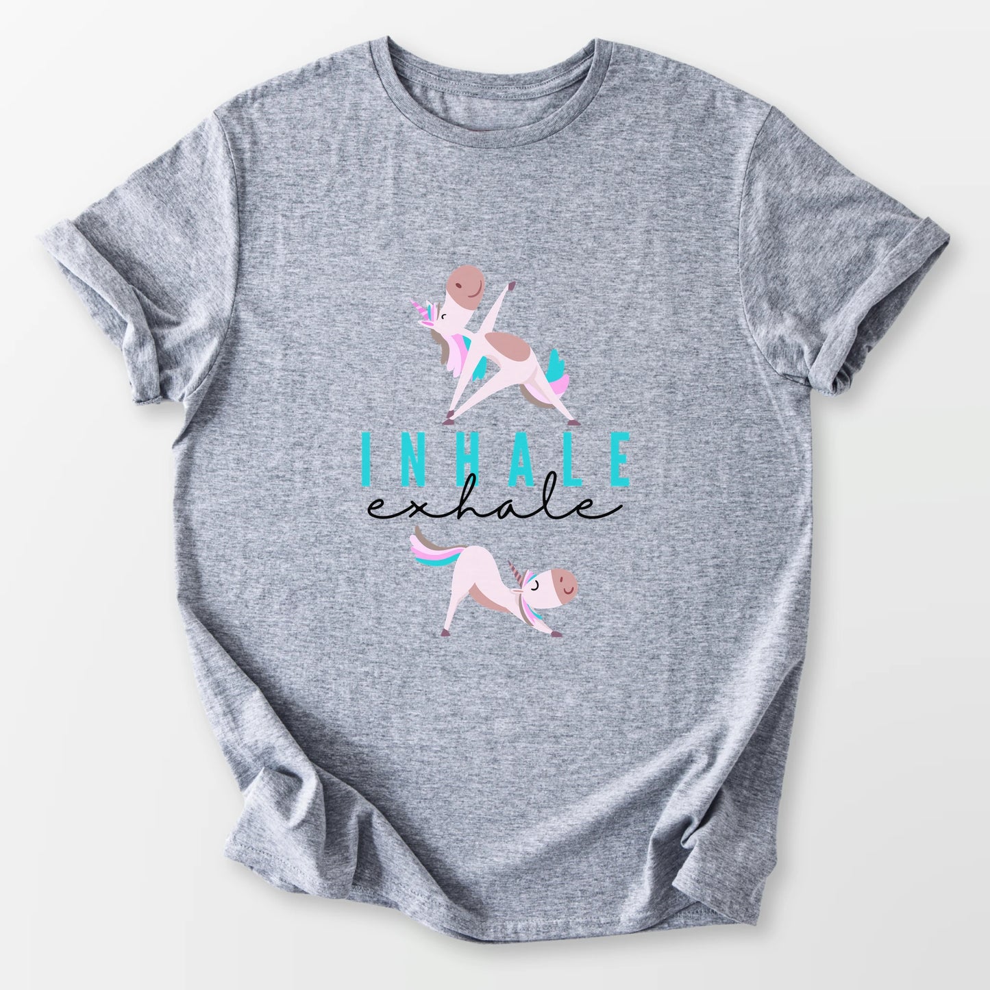 Inhale Exhale Unicorn Yogi Tee Sport Grey T-Shirt