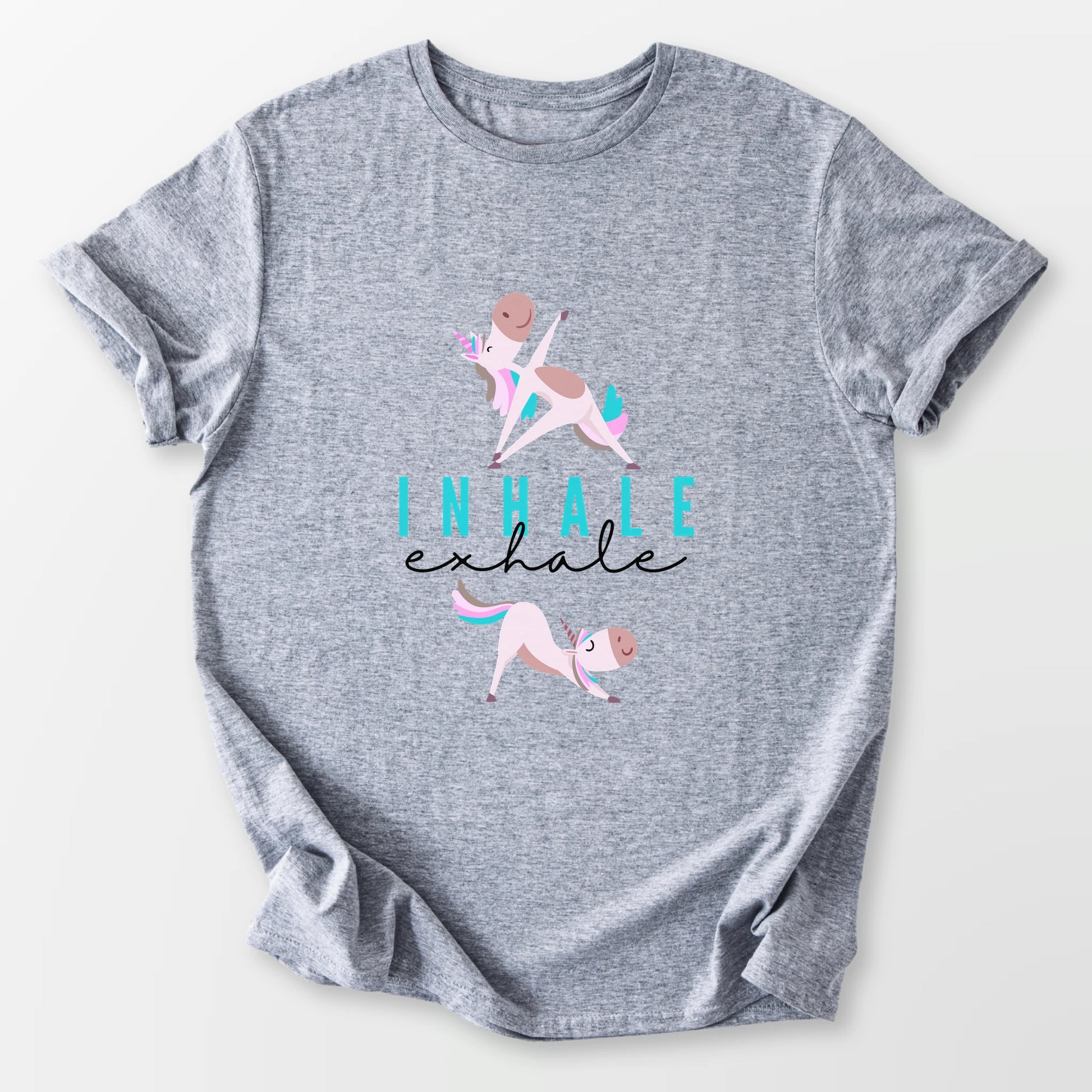 Inhale Exhale Unicorn Yogi Tee Sport Grey T-Shirt