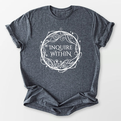 Inquire Within Tee Dark Heather Grey T-Shirt
