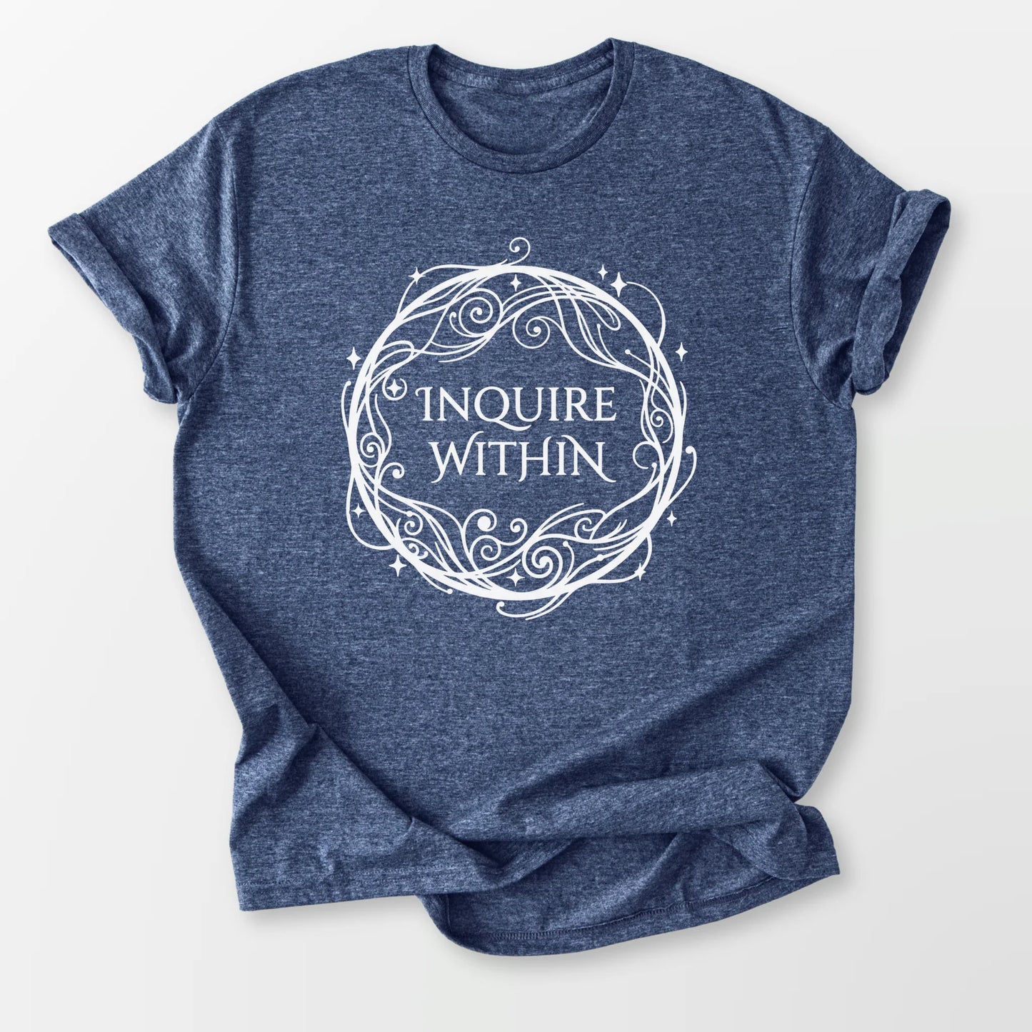 Inquire Within Tee Heather Navy T-Shirt
