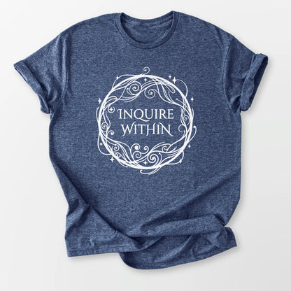 Inquire Within Tee Heather Navy T-Shirt