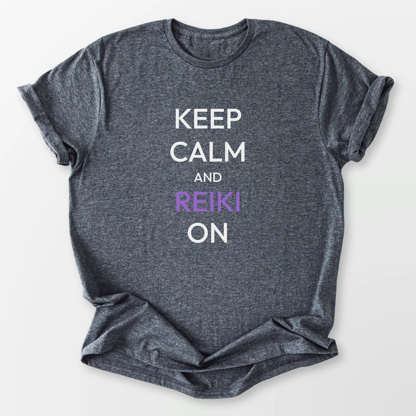 Keep Calm and Reiki Tee Dark Heather Grey T-Shirt